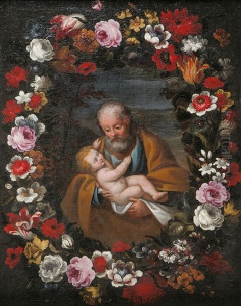 Josef Mit Dem Jesusknaben Im Blumenkranz Oil Painting by Pier Francesco Cittadini