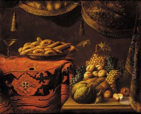 Natura Morta Con Frutta E Tappeto Oil Painting by Pier Francesco Cittadini