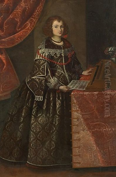 Portrait Of A Lady Playing The Harpsichord Oil Painting by Pier Francesco Cittadini