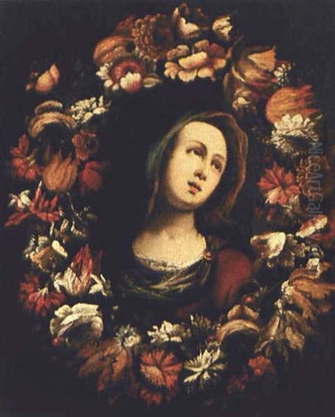 La Vergine In Una Ghirlanda Di Fiori Oil Painting by Pier Francesco Cittadini