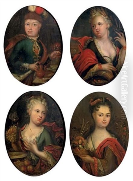 Allegories Of Spring, Summer, Autumn And Winter (set Of 4) Oil Painting by Pier Francesco Cittadini