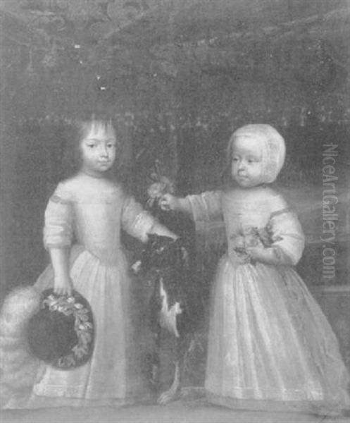 Portrait De Deux Enfants De La Famille Turinetti Oil Painting by Pier Francesco Cittadini