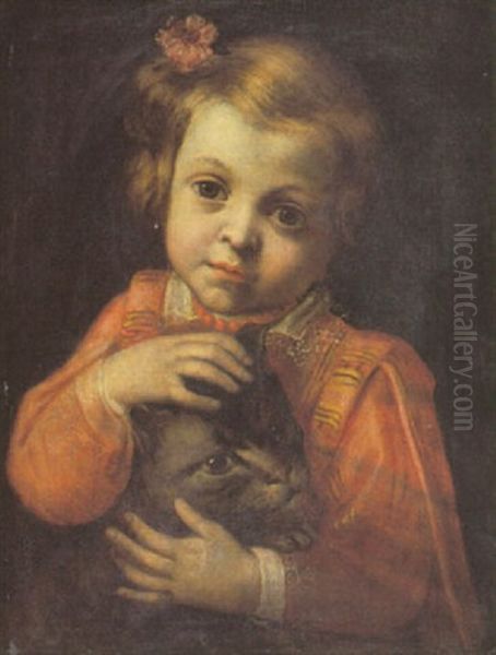 Portrait Of A Young Girl With A Cat Oil Painting by Pier Francesco Cittadini