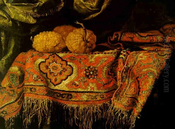 Still Life Of Lemons On A Carpet by Pier Francesco Cittadini