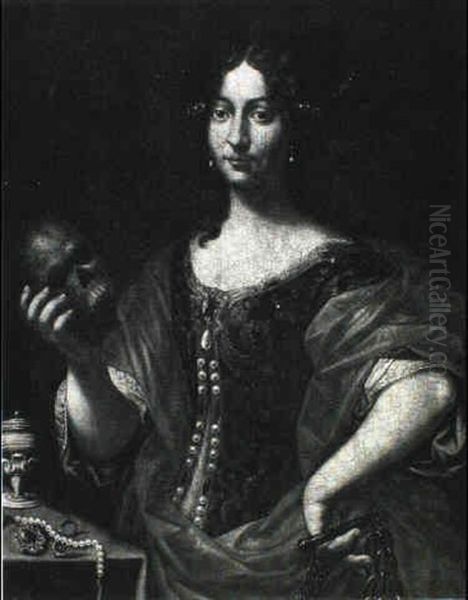 Portrait Of A Lady With A Skull Oil Painting by Pier Francesco Cittadini