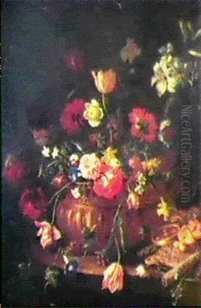 Nature Morte Aux Fleurs Et Gateaux Oil Painting by Pier Francesco Cittadini