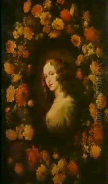 Bildnis Einer Jungen Dame Im Blumenkranz Oil Painting by Pier Francesco Cittadini