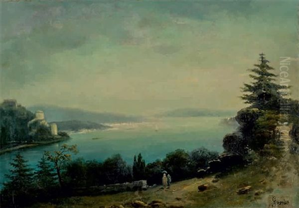 Anadolu Hisari Oil Painting by Migirdich Civanian