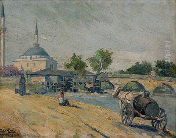 Yildirim Beyazit Mosque, Edirne Oil Painting by Hayri Cizel