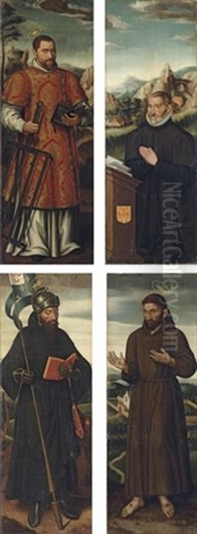 Saint Lawrence (+ 3 Others; 4 Works) Oil Painting by Jan Claeissens