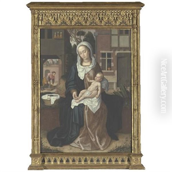 Madonna And Child Oil Painting by Pieter Claeissins the Elder