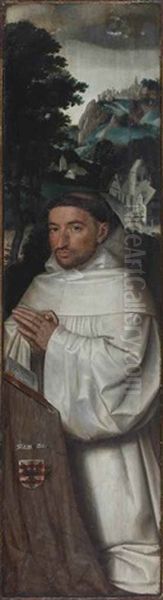 The Right Wing Of An Altarpiece: A Cistercian Monk At Prayer Oil Painting by Pieter Claeissins the Younger