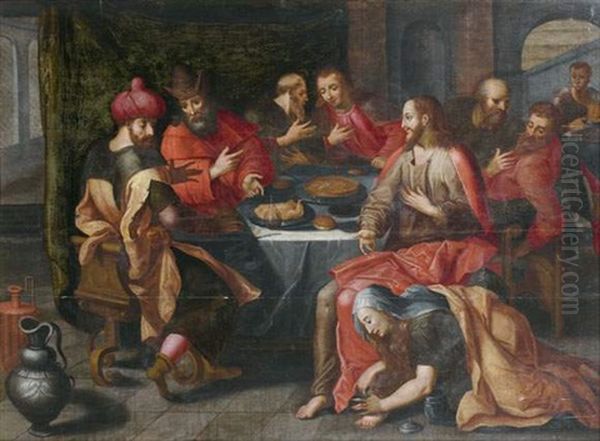 Le Repas Chez Simon Oil Painting by Pieter Claeissins the Younger