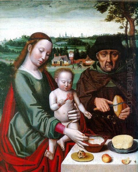 Le Repas De La Sainte Famille Oil Painting by Pieter Claeissins the Younger