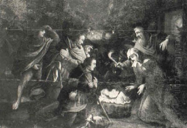 The Adoration Of The Shepherds Oil Painting by Pieter Claeissins the Younger