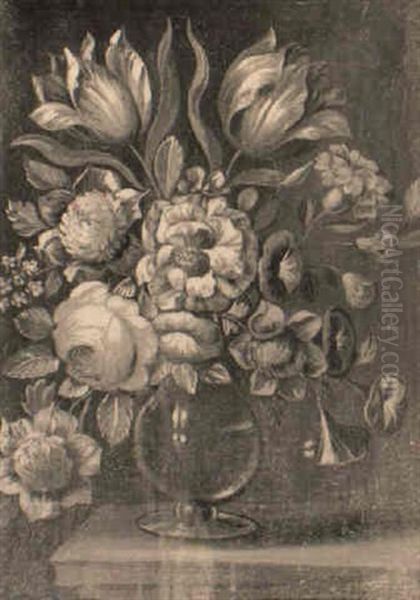 Tulips, Carnations, Camellias And Colvulvius In A Vase Oil Painting by Anthony Claesz the Elder