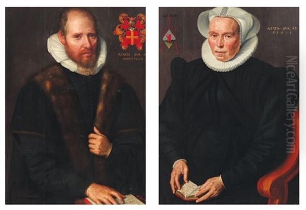 Portrait De Ludovica Wijnkoop (+ Portrait D'henricus Antoni Van Der Linden; Pair) Oil Painting by Jan Claesz