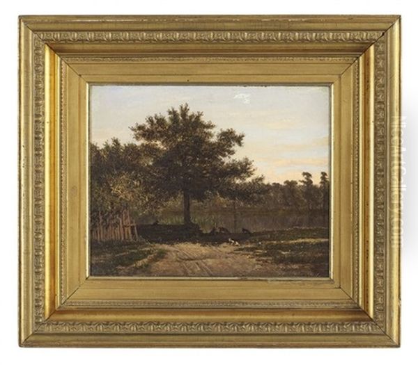 Louisiana Landscape With Goats Near The Water's Edge Oil Painting by Richard Clague