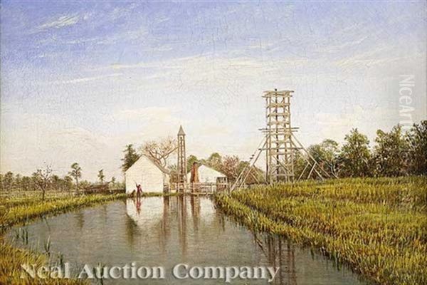 Louisiana Drilling Rigs Oil Painting by Richard Clague