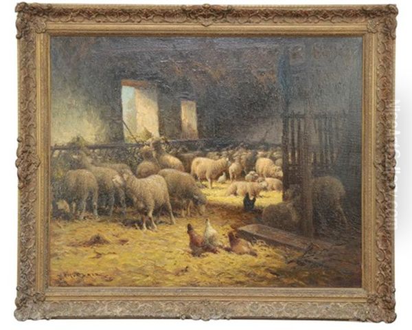 Charles Clair Oil Painting Of Sheep by Charles H. Clair