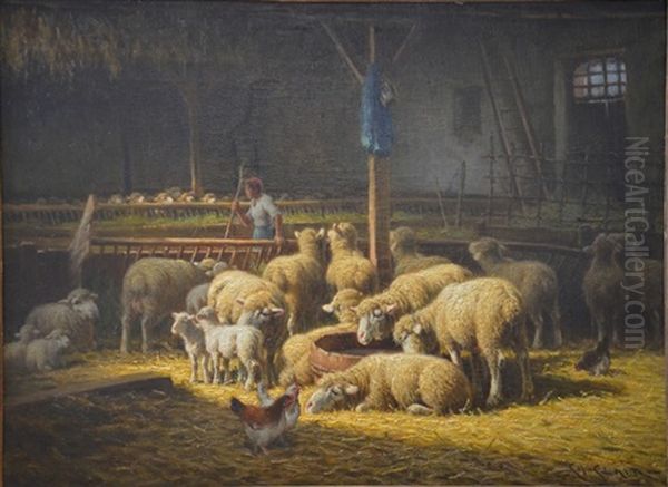 L'etable Oil Painting by Charles H. Clair