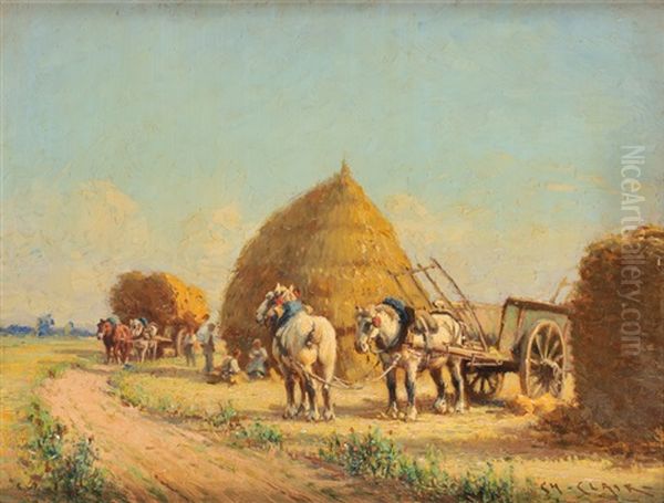 La Fenaison Oil Painting by Charles H. Clair