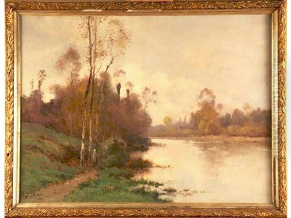 Paysage A L'etang Oil Painting by Charles H. Clair