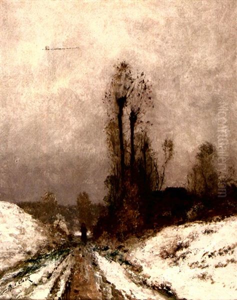 Paysage De Neige Oil Painting by Charles H. Clair