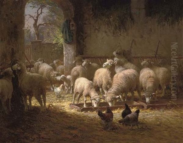 Feeding Time Oil Painting by Charles H. Clair