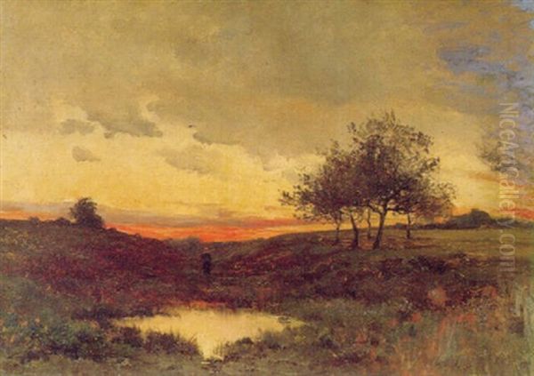 Paysage Soleil Couchant Oil Painting by Charles H. Clair