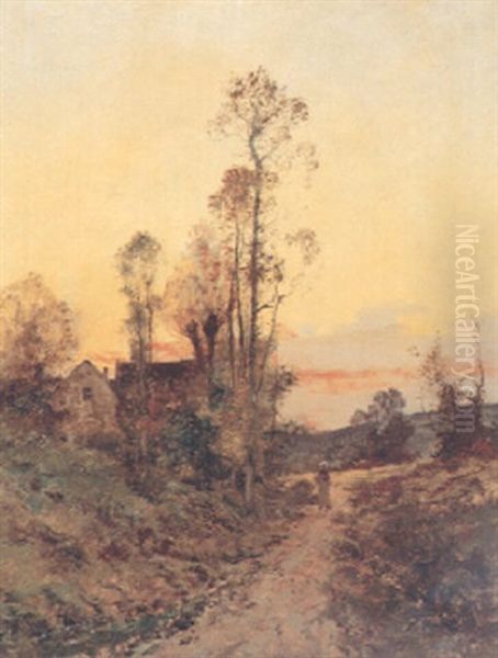 Abendlicher Heimweg Oil Painting by Charles H. Clair