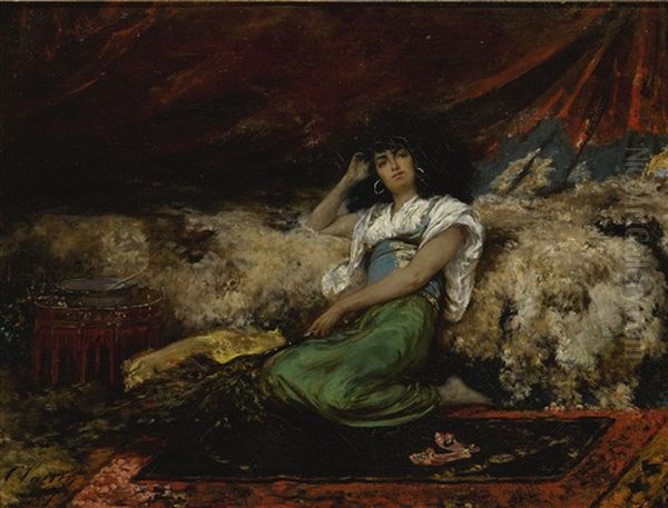 The Peacock Fan Oil Painting by Georges Jules Victor Clairin