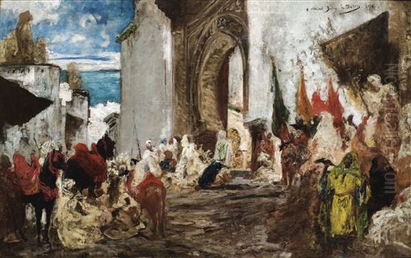 Entree A La Mosquee Du Cheik Du Ouassam A Tetouan Oil Painting by Georges Jules Victor Clairin