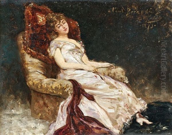 Jeune Femme Sur Un Sofa Oil Painting by Georges Jules Victor Clairin