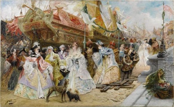 The Royal Entourage Oil Painting by Georges Jules Victor Clairin