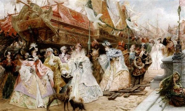 The Royal Entourage Oil Painting by Georges Jules Victor Clairin