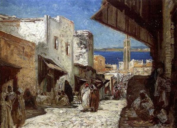 Strassenszene In Einem Marokkanischen Dorf Oil Painting by Georges Jules Victor Clairin