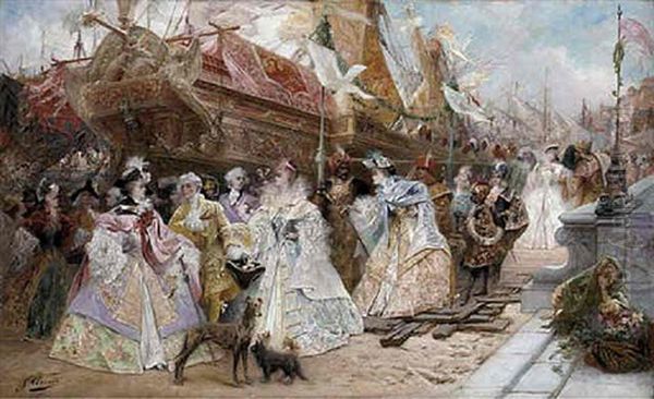 The Royal Entourage Oil Painting by Georges Jules Victor Clairin