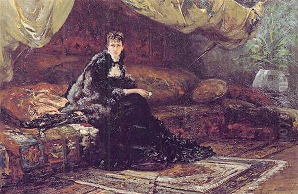 Portrait De Louise Constance De Gressy, Epouse De Jules Massenet by Georges Jules Victor Clairin