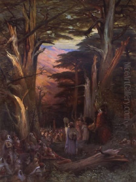 Abd-el-kader Exhortant Ses Troupes Dans La Foret Des Cedres De Teniet El Haad En 1842 Oil Painting by Georges Jules Victor Clairin