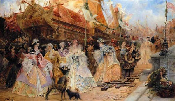 The Royal Entourage Oil Painting by Georges Jules Victor Clairin