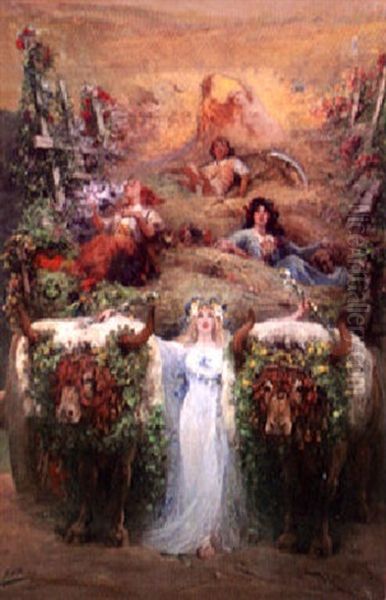 Les Vendanges Oil Painting by Georges Jules Victor Clairin