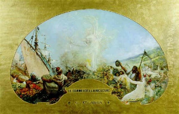 Les Beaux-arts, Les Sciences, Le Commerce, L'agriculture, Travail Et Industrie Oil Painting by Georges Jules Victor Clairin