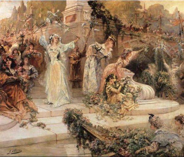 La Fete Oil Painting by Georges Jules Victor Clairin