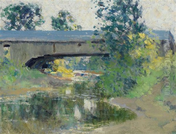 Covered Bridge, Berthier Oil Painting by William Henry Clapp