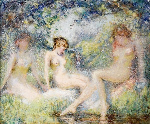 Three Nudes Oil Painting by William Henry Clapp