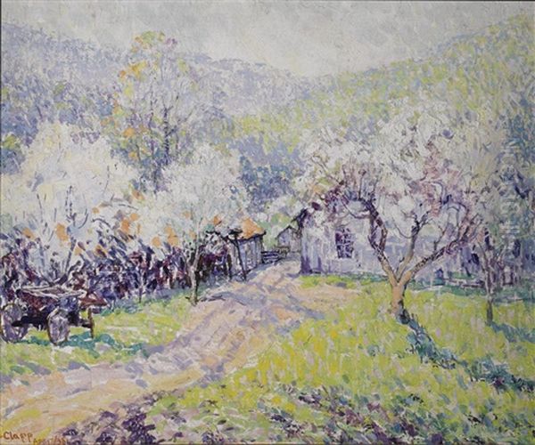 Farmhouse In Spring Oil Painting by William Henry Clapp