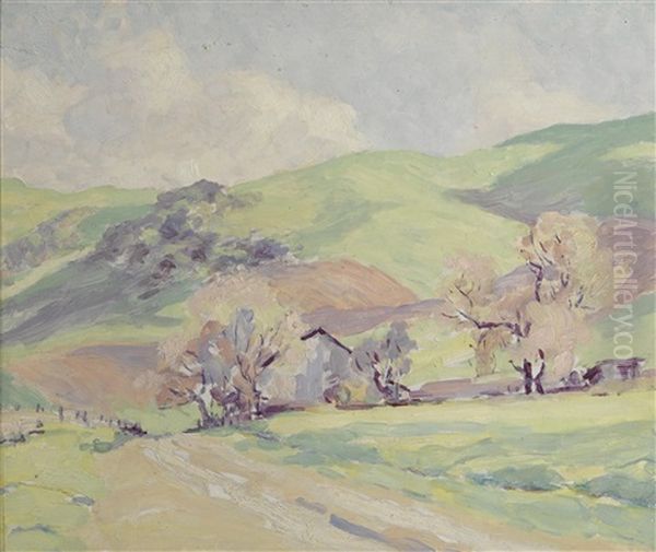 Ranch In Green Hills Oil Painting by William Henry Clapp