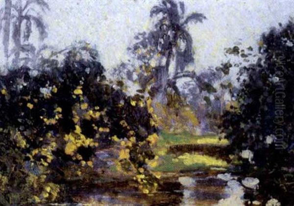 A River Through The Jungle, Cuba Oil Painting by William Henry Clapp