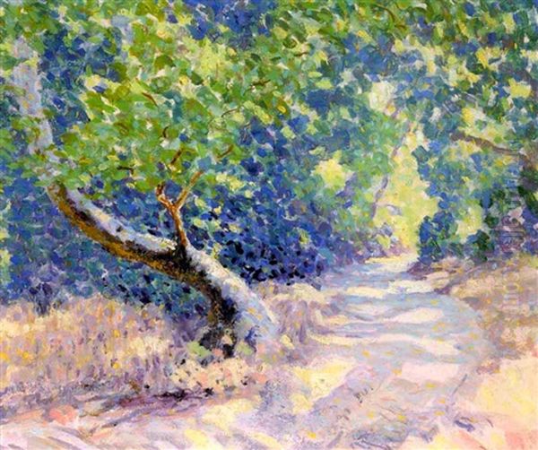 A Sun Dappled Path Oil Painting by William Henry Clapp